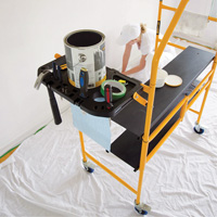 nsemble d'&eacute;chafaudage &agrave; montant de s&eacute;curit&eacute; & tablette pour outils de 4' Jobsite Series, Cadre Acier, 49-1/2" p x 57-3/4" h Haskins Industrial Inc.