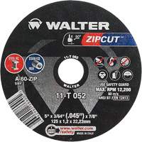 Zipcut Cut-Off Wheel, 5" x 3/64", 7/8" Arbor, Type 1, Aluminum Oxide, 12200 RPM Haskins Industrial Inc.