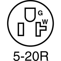 2-Pole 3-Wire Grounding Straight Blade Connector, 5-20P, Nylon Haskins Industrial Inc.