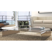 Jumbo Clock, Digital, Battery Operated, 16.5" W x 1.7" D x 11" H, Silver XD075 | Haskins Industrial Inc.