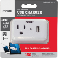 Prime&reg; USB Charger with Surge Protector Haskins Industrial Inc.