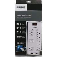 Limiteurs de surtension avec chargeur USB, 8 Prises, 2400 J, 1875 W, Cordon 6' Haskins Industrial Inc.