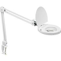 LED Magnifier with A-Bracket, 3 Diopter, LED Light, 47" Arm, C-Clamp, White Haskins Industrial Inc.