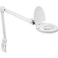 Adjustable Magnifier Lamp, 5 Diopter, LED Light, 47" Arm, C-Clamp, White Haskins Industrial Inc.