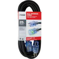 All-Rubber Extension Cord, Outdoor, SJOOW, 14/3 AWG, 15 A, 25' Haskins Industrial Inc.