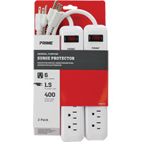 Surge Protector 2-Pack, 6 Outlets, 400 J, 1875 W, 1.5' Cord XJ247 | Haskins Industrial Inc.