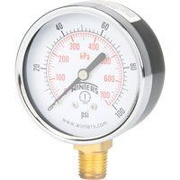 Pressure Gauge, 2-1/2" , 0 - 100 psi, Bottom Mount, Analogue YB882 | Haskins Industrial Inc.